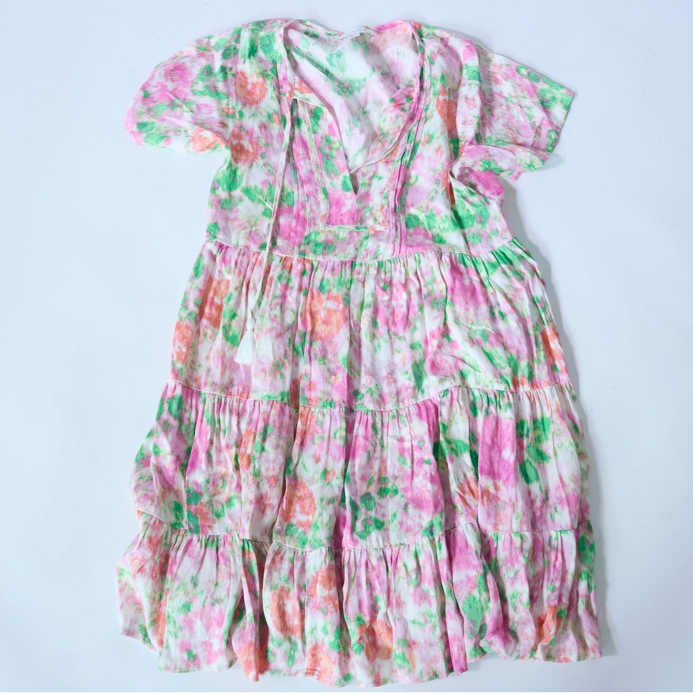 Olivaceous Multicolor Tiered Dress